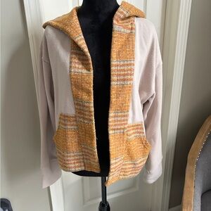 Hem & Thread Tan and Orange Checkered Teddy Jacket